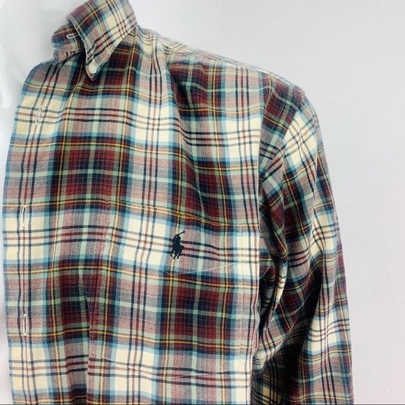 Ralph Lauren/ Plaid Brown Green Cream Blue Yellow - Picture 6 of 9
